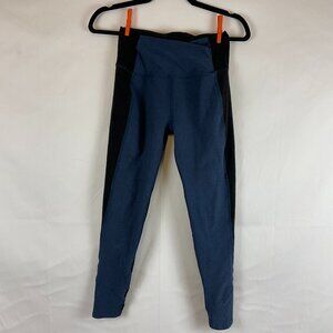 Beyond Yoga Leggings S Blue Black Color Block Crossover Waistband Cropped